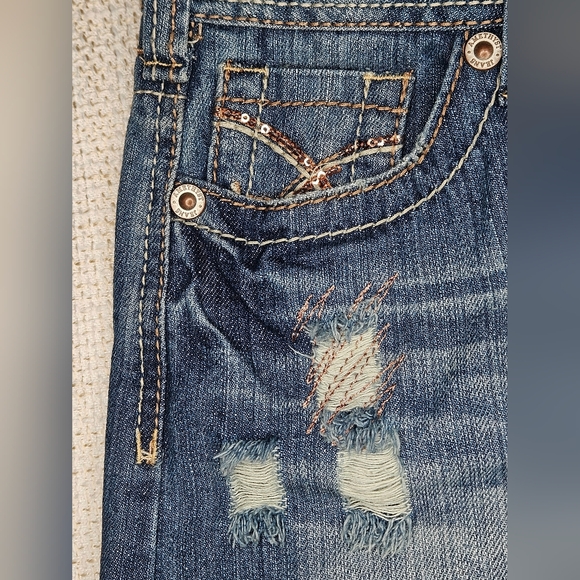 Amethyst Junior's Micro Mini Denim Skirt Size 5 - Picture 4 of 7